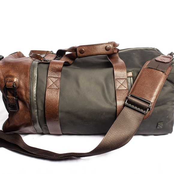 Designer Leather Duffle Bag | Nylon And Genuine Leather | Midsize Weekender - Picture 12 of 12